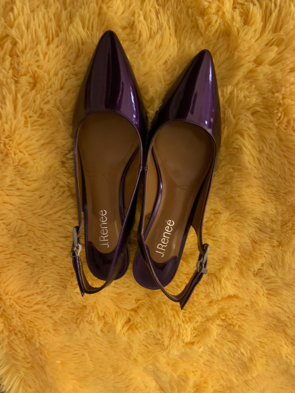 J.Renee Glossy Eggplant Pointed Slingback Pumps